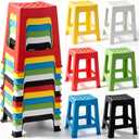 TURSTIN 12 Pack Plastic Stack Stools, 16.9 Inch Stackable Nesting Stools, 6 Mixed Colors Portable Stacking Backless Bar Stool Flexible Seating Chairs for Office Home