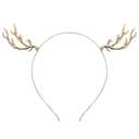 3 x Christmas Reindeer Antlers Headband Xmas Reindeer Hair Band Women Deer Horn Headpiece Hairband Hair Hoop Holiday Party Decoration Cosplay Costume Cute Handmade Crystal Hair Accessories 1 Pack Golden (Style 3: Golden Plated)
