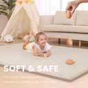 Huloo Sleep Baby Play Mat for Floor,1.3" Thick Memory Foam Tummy Time Mat,Soft Coral Velvet Nursery Rug,Extra Large Non Slip for Crawling,Toddlers,Infants,Kids,Tatami Style for Living Room(Beige)
