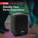 Pyle Bluetooth Karaoke PA Speaker - Indoor / Outdoor Portable Sound System with Wireless Mic, Audio Recording, Rechargeable Battery, USB / SD Reader, Stand Mount - for Party, Control - PSBT65A Black