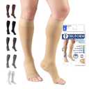 Truform Short Length 20-30 mmHg Compression Stocking for Men and Women, Reduced Length, Open Toe, Beige, Medium (Medium (1 Pair))