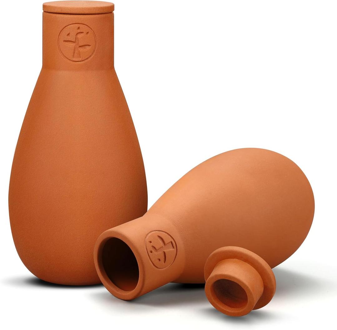 Soilagua 16 oz Ollas Self Watering Terracotta Pots, Olla Plant Watering Globes, Self Watering Planter Insert for Outdoor & Indoor Plants, Vacation Watering Devices Spikes Waterer System, 2 Pack