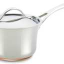 Anolon Nouvelle Stainless Steel Sauce Pan/Saucepan with Lid, 3.5 Quart, Silver