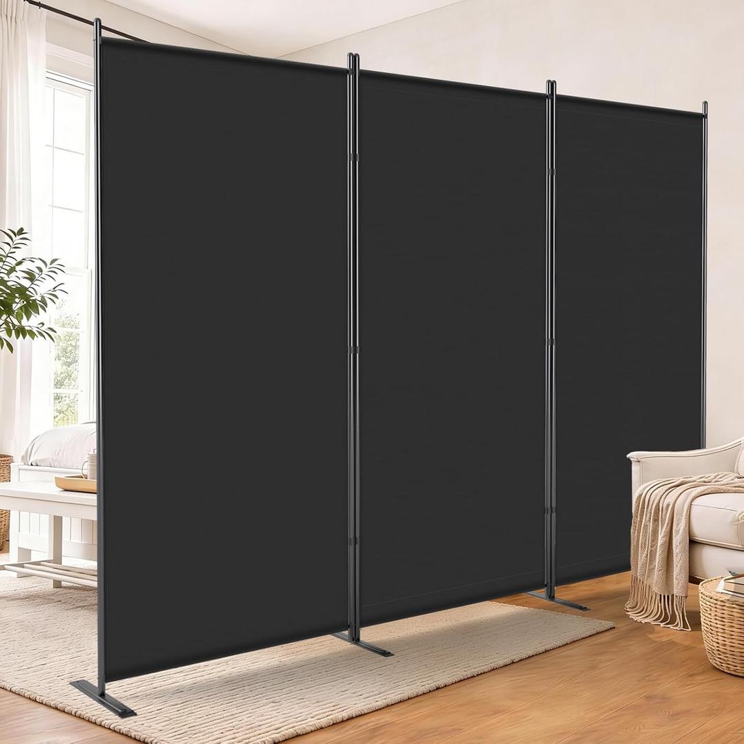 AKTOP Room Divider 3 Panel, Folding Fabric Wall Divider for Room Separation, Portable Room Partitions and Dividers 103"W x 70''H, Freestanding Privacy Screen for Office, Dorm, Studio, Classroom, Black