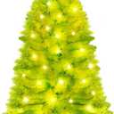 [Timer & 8 Modes] 3Feet Christmas Tree Lime Green, Small Christmas Tree with Lights for Indoor Home Living Room Office Holiday Decor, Green Xmas Tree with Star Topper