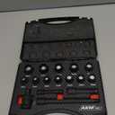 AKM TOOL 3/8 Inch Drive Magnetic Impact Socket Set, 16-Piece Metric, 8mm-19mm, 6 Point, Cr-Mo, Square Drive, Magnetic Socket with Drill Bit Adapter, Universal Joint & Extension