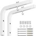 2-Be-Best Universal Projector Screen Mount L-Bracket 11 in Longer Wall Hanging Mount Adjustable Extension with Hook Manual Projector Screen Hanger Max Loading 84 lbs / 38kg White for Office Home
