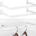 Shimeyao 2 Pcs U Shaped Handrail for Slatwall 24 Inch Oval Tubing Handrail Metal Slat Wall Accessory for Retail Displays Bracket Clothing Rack Home Use (White)