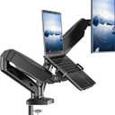 WALI Laptop Mount for Desk, Monitor Arm Mount for 17"-32Computer Screen and 11.6" - 17.3" Notebook,Dual Monitor Mount Holds up to 19.8lbs, Laptop Tray Stand with Gas Spring Arm (GSMP002LP), Black