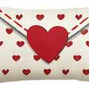 AVOIN colorlife Valentine's Day Envelope Throw Pillow Cover, 12 x 20 Inch Red Heart White Anniversary Wedding Cushion Case Decoration for Sofa Couch