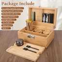 Large Bamboo Storage Box with Removable Tray Kit - Decorative Box Set, Glass Jars, and Accessories Wooden Storage Kit and Accessories Tool.Birthday Gifts