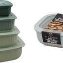 Set of 4 BPA-Free Square Food Storage Containers Vented Lids Assorted Sizes, Microwave & Freezer Safe Nesting Design for Leftovers Meal Prep Fridge Organization Dry Grains