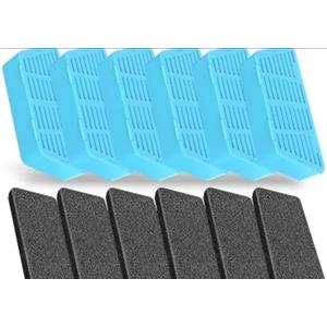 PEKTACO Replacement Cat Water Fountain Filters, 2.2L/74oz Automatic Pet Water Fountain Replacement Filters and Sponges(6 Pack)