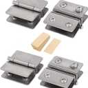 4PCS Glass Door Hinges Adjustable Double Glass Clamp Hinges Fits for 5-8mm, 180 Degree Glass Shower Door Hinges Replacement Part