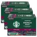 Starbucks Coffee K-Cup Pods, French Roast, Dark Roast Ground Coffee K-Cups for Keurig Brewers, 100% Arabica Coffee, 10 CT K-Cup Pods/Box (Pack of 3 Boxes)