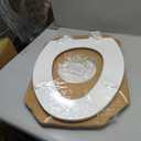 Mayfair Linden Slow Close Toilet Seat, Non Slip Heavy Duty Wood, Easy Install, Elongated, White