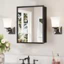 Keonjinn Small Medicine Cabinet Mirror 14" x 18", Assembly Needed, Black Bathroom Medicine Cabinet with Mirror, Beveled Framed, Stepless Adjustable Shelve, Wall-Mounted or Recessed