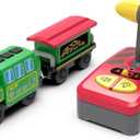 Battery Operated Locomotive Train Set for Wooden Train Track, Electric Remote Control Magnetic Vehicles Toy Powerful Engine Light Train Cars Toy Sets for Kids Toddler Gift