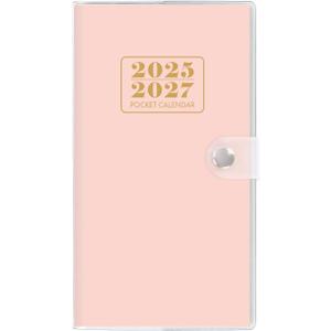 6 x Pocket Calendar 2025-2027, Monthly Purse Planner (6.7" x 3.7") Runs from July 2025 to December 2027, Solid Pink Pocket Calendar with PVC Cover for Planning, Organizing, and Office Use