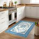 SOULFUL Medium Pile 2x3 Entryway Rug - Cozy Soft Underfoot Small Area Rug - Blue Boho Floral - Washable Non-Slip - Perfect for Hallway Kitchen Bedroom Bathroom Indoor Entrance (Pack of 2)