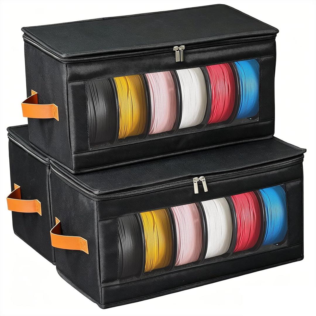 3 Pack 3D Printer Filament Storage Box, Reusable Filament Container for 3D Printing, Holds Up to 18 Rolls, 3D Filament Holder for Home, Office Workshop