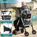 Upright Walkers for Seniors, 450 lb Heavy Duty Stand Up Rollator Walker with Adjustable Soft Sponge Armsupport & Seat, Tall Standing Folding Rolling Walker with 8'' Wheel, Grey