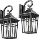 Darkaway Large Outdoor Wall Lights for House, 18inch Exterior Lighting Fixtures 2pcs Wall Mount Outdoor Porch Lights Black Outdoor Sconce Lights with Seeded Glass for Hallway Garage