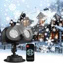Dual-Head Christmas Outdoor Snowflake Projector Light, IP65 Waterproof, 180 Rotation, Large Scale Projection, Ideal Christmas Light Porjector for Yard, House,Indoor, Wall & Window Decor