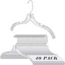 Roowest 40 Pcs Clear Plastic Hangers for Clothes Bulk 17 Inches Durable Crystal Cut Heavy Duty Hangers with Swivel Clips Non Slip for Clothing Closet Coats Dress Suit Shirts Jacket Thick Tough