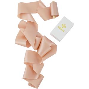 MEEDEE Peach Silk Ribbon - 2 Inch Silk Satin Ribbon, 5 Yards On Spool, Perfect for Crafts, Wedding Decor, Flower Bouquet, Bridal Shower Decor