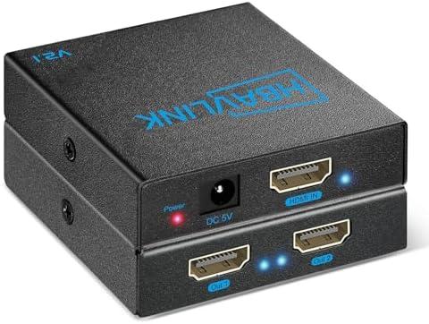 HBAVLINK 8K HDMI Splitter 1 in 2 Out 4K 120Hz- HDCP 2.3, VRR, HDR, Dolby/DTS5.1/7.1-1x2 HDMI 2.1 Splitter Mirror Display for PS3/4/5, Apple TV, Xbox, Fire TV Stick/Cube, Roku Stick, etc