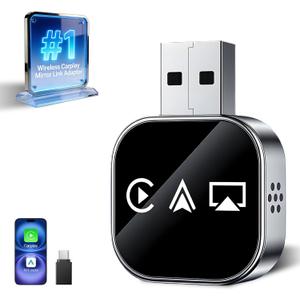Wireless Carplay Mirror Link Adapter for Apple 3 in 1 Bluetooth Mirroring iOS Phone to Car Screen Adapter 2026 Wired to Wireless Portable USB Car Play Screen Connector for iPhone to Watch Movies