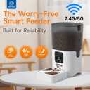 PAPIFEED Automatic Cat Feeder with App, 5G WiFi Cat Food Dispenser, 6L Timed Cat Feeder for Dry Food, 10 Meals/Day, 12 Portions/Meal, Dual Power Supply Smart Pet Feeder for Small Dog, White