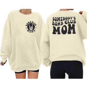 UNIQUEONE Overstimulated Moms Club Sweatshirt for Women Crewneck Mama Sweatshirt Mom shirts Oversized Pullover Tops (XL)