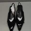 Coutgo Womens Slingback Kitten Low Heels Dress Shoes Closed Pointed Toe Bow Tie Slip on Office Work Pumps, Black, Size 7.5