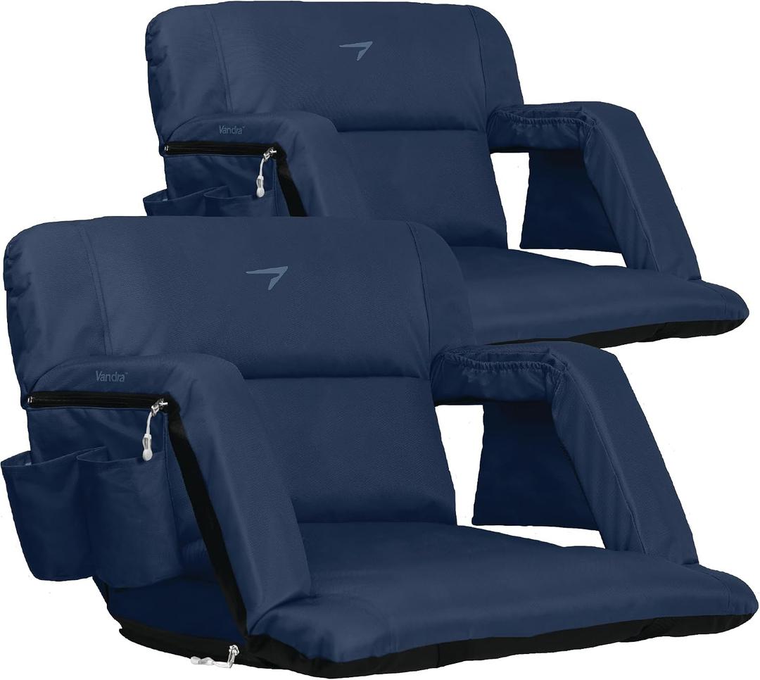 Vandra™ Arc - Scandinavian Stadium Seat with Back Support & BenchLock™ - Wide Padded Bleacher Chair with Cushion & Arc Recline™ Arm Rest for Bleachers