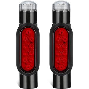 Partsam 2pcs Boat Trailer Guide on Post Pipe Light Set, [DOT Approved] [Patented] IP67 Waterproof Black Boat Trailer Pole Lights, Turn Signal Brake Tail Lights 12V