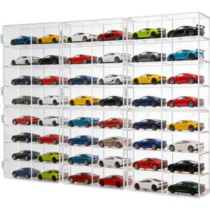 for 48 pcs 1/64 Scale Matchbox Wheels Toy Car Display Case Holds 48 Toy Cars Hot Storage Wall-Mounted Acrylic Organizer Stackable Clear Dustproof Display Box Container Shelf for Collectors - 6 Pack,8