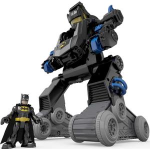 Fisher-Price Imaginext DC Super Friends RC Toy Transforming Batbot 2-in-1 Robot to Vehicle with Lights, Sounds & Phrases, Remote Controller, Plus 1 Small Figure & 4 Launcher Disks, 16 Inches