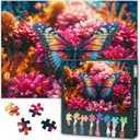 Colorful Puzzles for Adults 1000 Pieces, Butterfly and Flowers in The Garden, Impossible 1000 Piece Jigsaw Puzzles for Home Wall Decor, 19.5 x 27.5 Inch