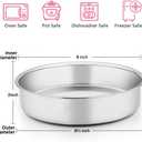 E-Far 8 Inch Cake Pan Set of 3, Stainless Steel Round Layer Cake Baking Pans, Non-Toxic & Healthy, Mirror Finish & Dishwasher Safe