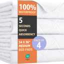 Ultimate Washable Underpads - Heavy Absorbency, Waterproof Reusable Incontinence Pads for Adults, Kids, Elderly & Pets - Bedwetting Pads for Bed, Couch, Sofa, Floor (White, 34 x 36 Inches, Pack of 4)