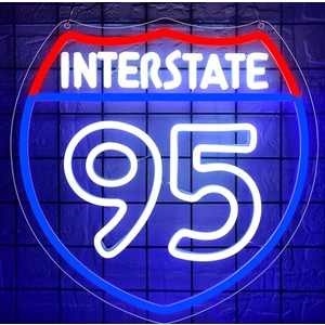 Route Neon Sign for Wall Decor Dimmable LED 95 Road Sign for Garage Auto Enthusiast Man Cave Office Bar Bedroom Party Christmas Birthday Gift Decoration Size13.1 * 13.1