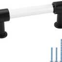 Peaha 25 Pack Acrylic Drawer Pulls 3 Inch Black Cabinet Handles Clear Drawer Pulls Black Cabinet Hardware for Kitchen Bathroom (Hole Center:3in(76mm))