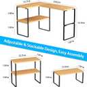 Golener Countertop Organizer Corner Shelf, 2-Tier Adjustable Stackable Corner Shelves for Kitchen, Spice Rack, Coffee Area, Over Sink, Bathroom, Dresser Table, Corner Counter Shelf Stand, Bamboo