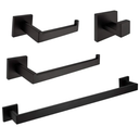 VELIMAX Premium Stainless Steel 4 Pieces Bathroom Hardware Accessories Set Wall Mounted Towel Bar Set, Matte Black, 23.6-Inch