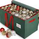 WDZREE Large Christmas Ornament Storage Box,4 Tier Holds Up to 128 Holiday Ornaments 3-Inch, Xmas Decorations Accessories Bag with Dual Zipper Closure,Made of Durable 600D Oxford Fabric (Green)