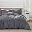 Bedsure Duvet Cover Queen Size - Soft Double Brushed Bedding Set for Kids & Adults, Zipper Closure, 3 Pieces, Includes 1 Duvet Cover (90"x90") & 2 Pillow Shams, NO Comforter, Dark Grey