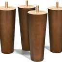 FoDau770 Brown Rubber Wood Furniture Legs 7 Inches, Straight Tapered Wood Feet Mid Century Sofa Legs Set of 4, 5/ 16" UNC Furniture Feet Replacement Parts for Cabinet Couch Dresser Chair Ottoman Table