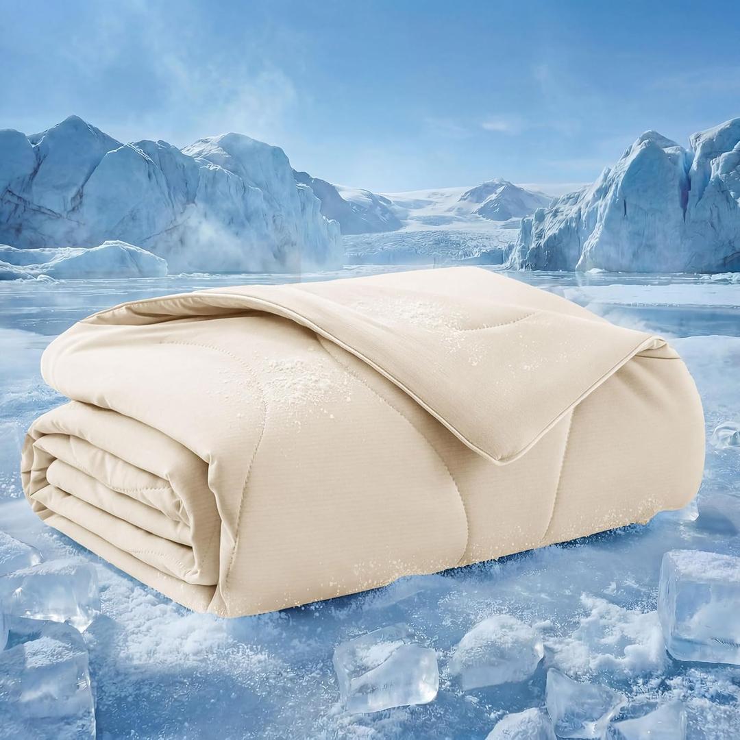 Bedsure Premium Cooling Blanket for Medium Dog - Q-MAX>0.5, Breathable Summer Washable Cold Pet Throw Blanket, Soft Durable Self Cooling Cat Mat for Hot Weather, Gentle Cream, 30x40
